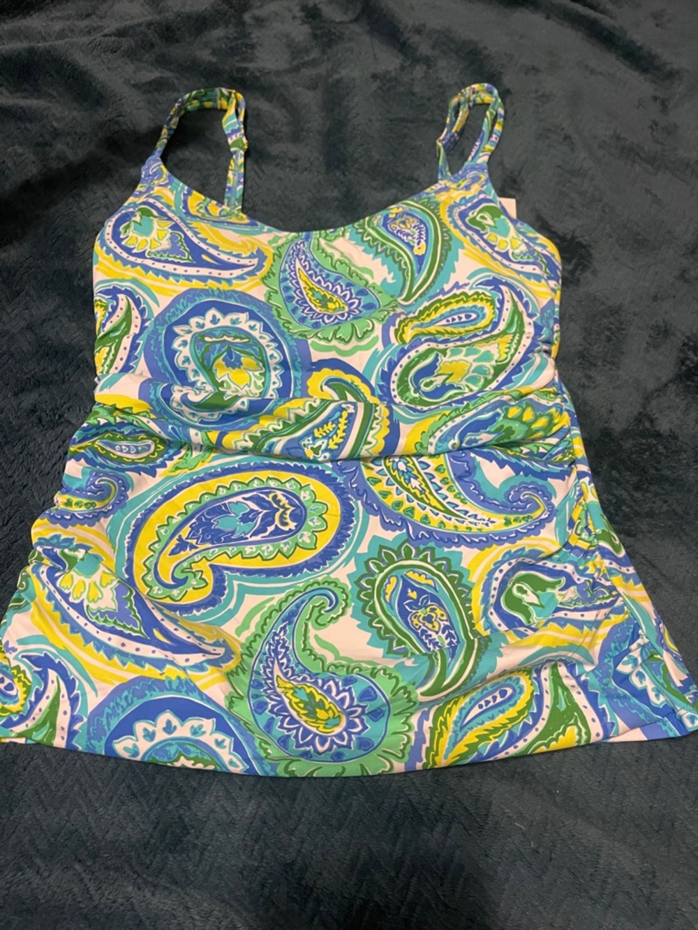 Bleu Rod Beattie Paisley Tankini in Blue, Green & Yellow